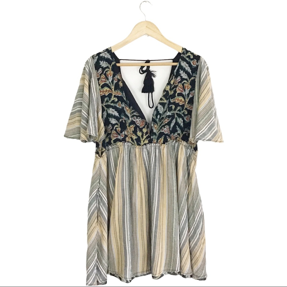 Free People Under the Sun Tunic Top Floral Stripe